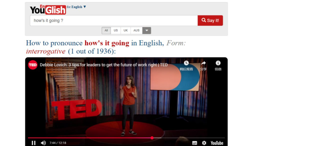 YouGlish 真实情境发音学习利器