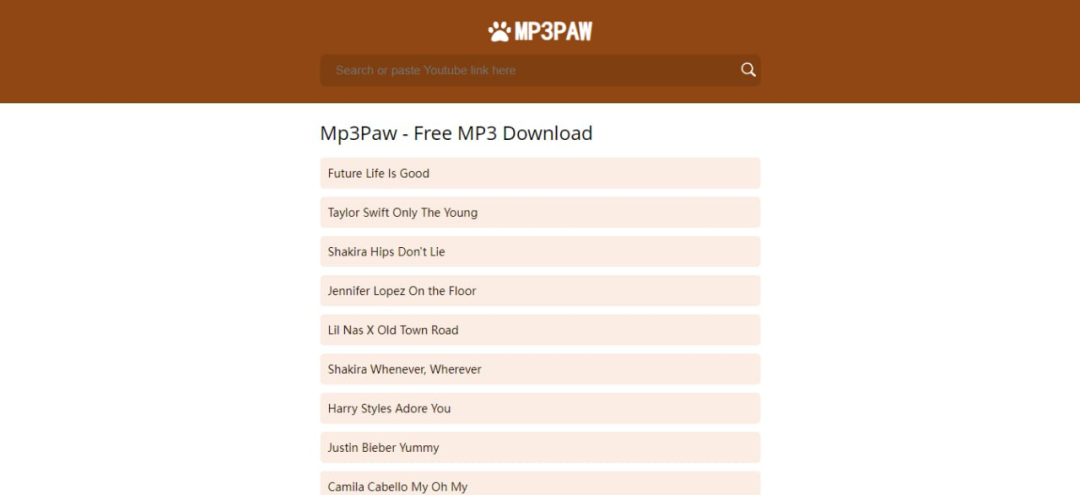 Mp3Paw  MP3/MP4 搜索引擎，内置 YouTube 链接解析功能