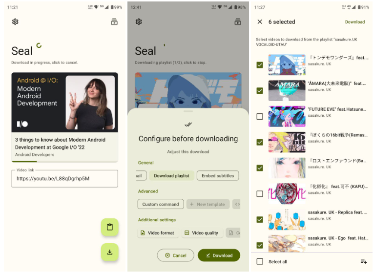 Seal ——Android 音视频下载工具，覆盖所有 yt‑dlp 支持的几千个视频平台
