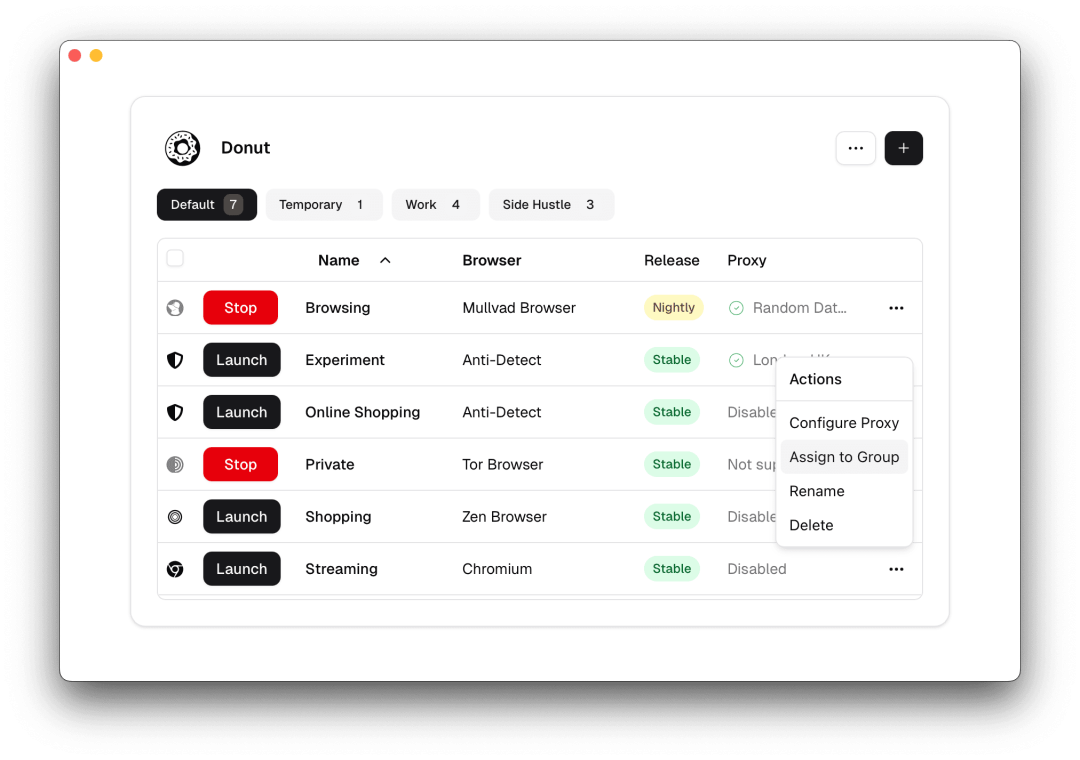 Donut Browser – 甜甜圈浏览器